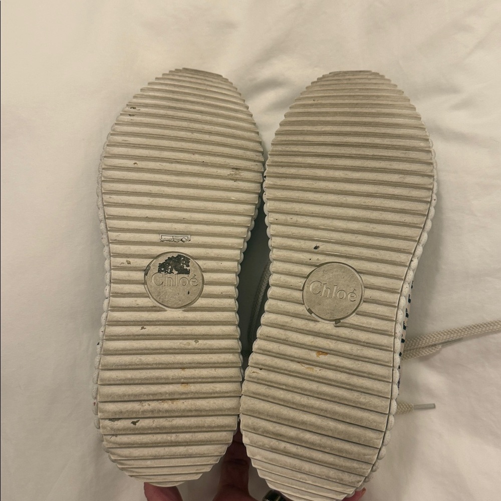 Chloe Beige and Blue Women's Sneakers - Picture 5 of 5